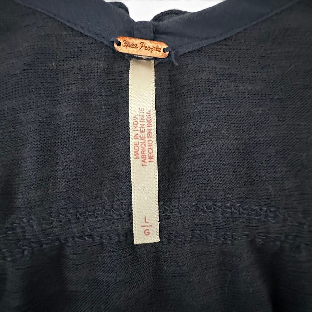 Free People Slouchy Claire Tee Blue Ruffle Tunic Top Large - Picture 14 of 15